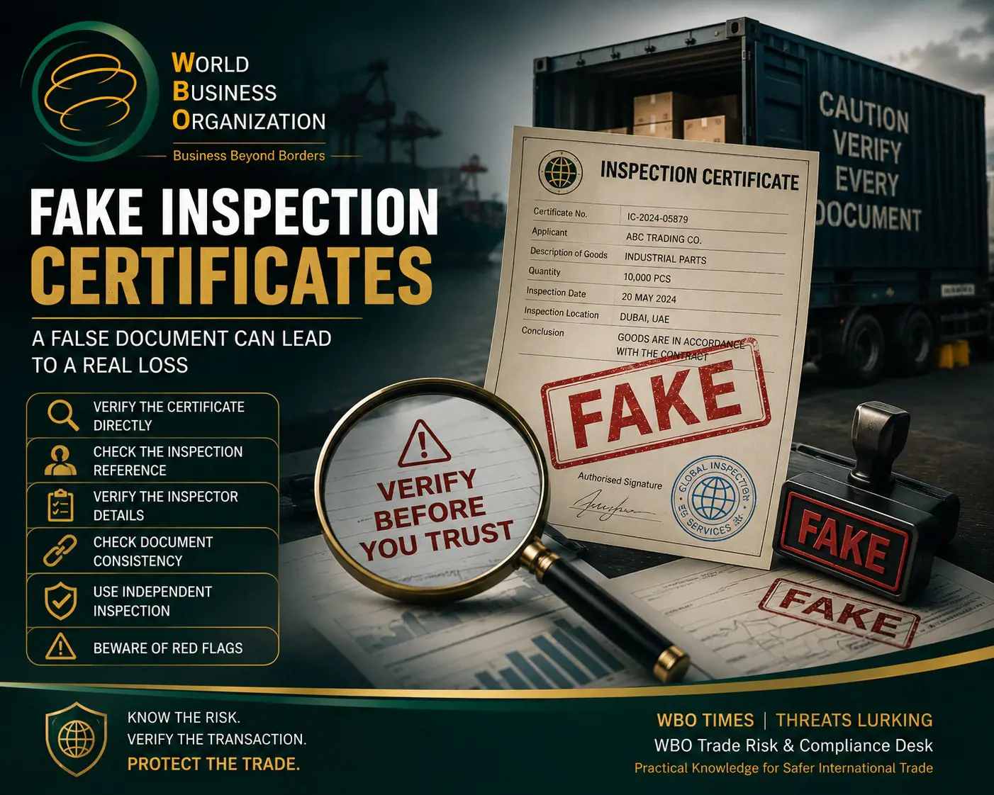 Notice: Fake Inspection Certificates: Hidden Trade Risks